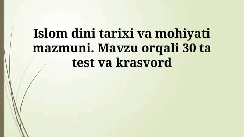Islom dini tarixi va mohiyati mazmuni