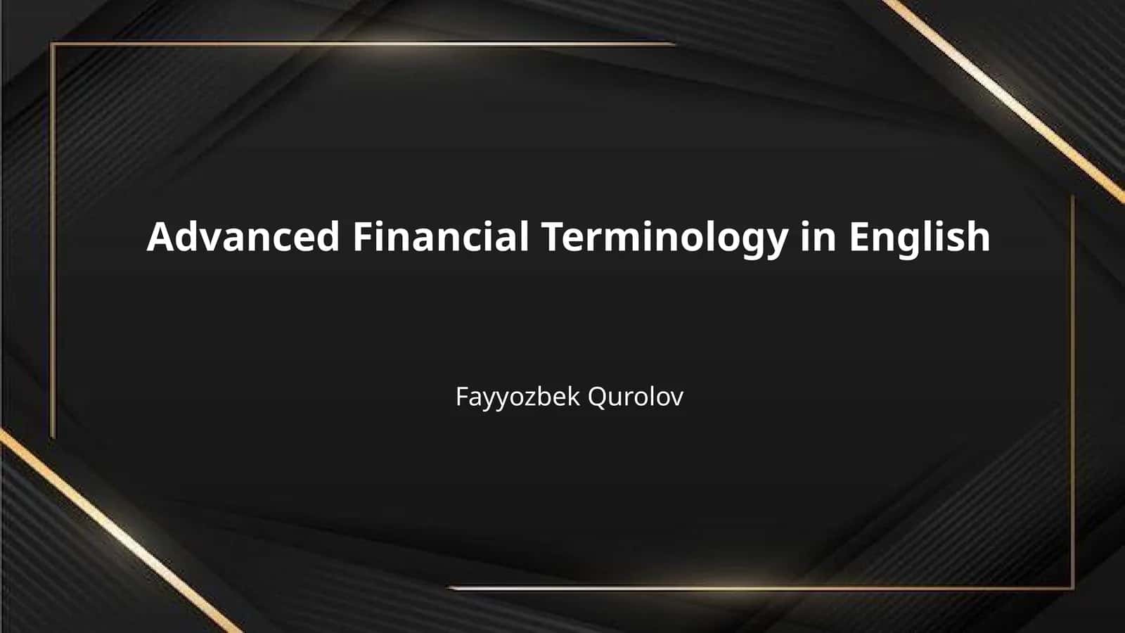 Advanced Financial Terminology in English