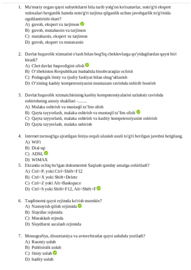 2025 yilgi argos IQ test javoblari