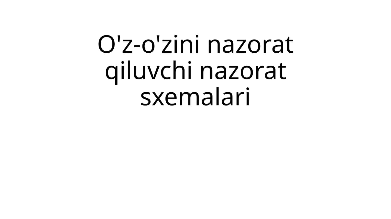 O'z-o'zini nazorat qiluvchi nazorat sxemalari