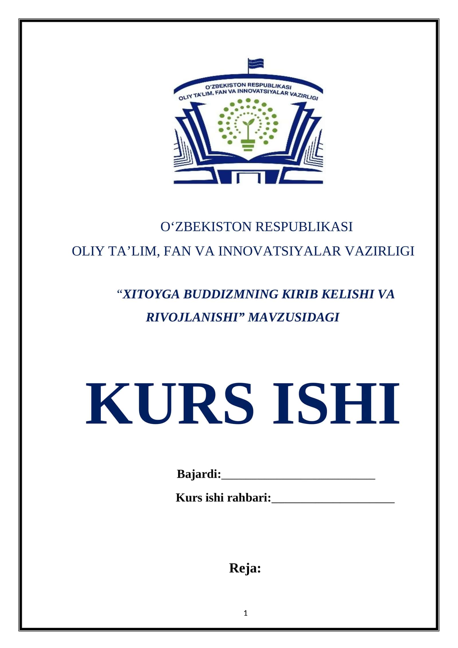 XITOYGA BUDDIZMNING KIRIB KELISHI VA RIVOJLANISHI