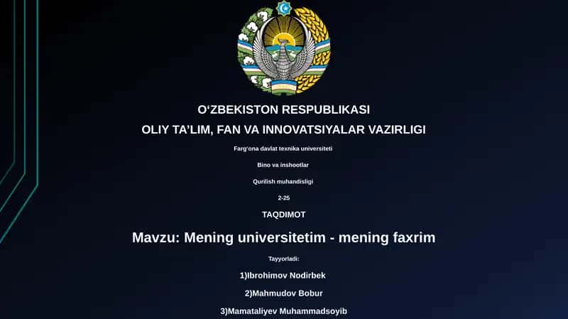 Mening universitetim - mening faxrim