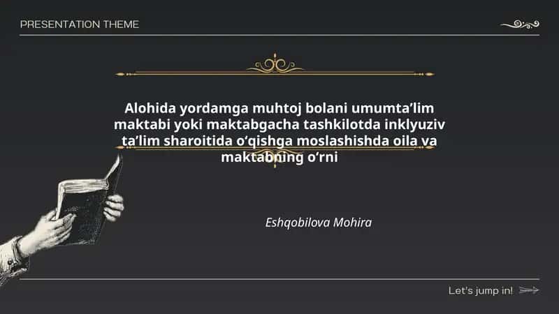 Alohida yordamga muhtoj bolani umumtaʼlim maktabi yoki maktabgacha tashkilotda inklyuziv taʼlim sharoitida oʻqishga moslashishda oila va maktabning oʻrni
