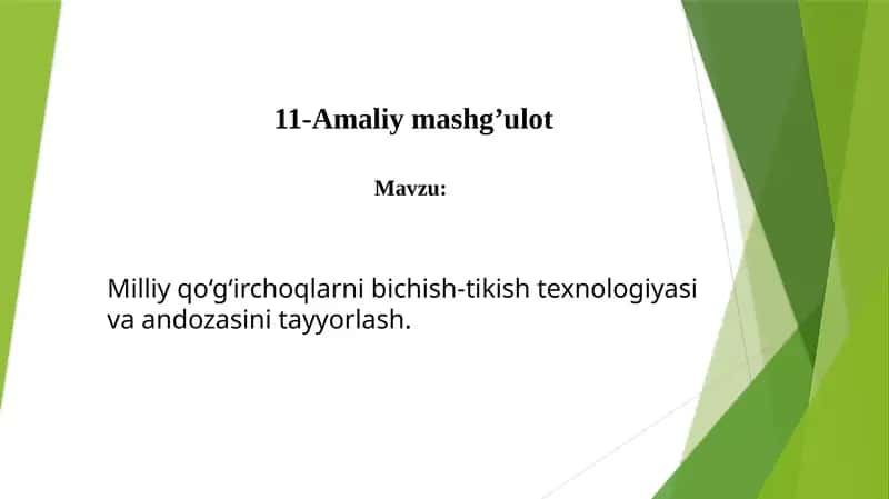 taqdimot - milliy qo'g'irchoq andozasini tayyorlash