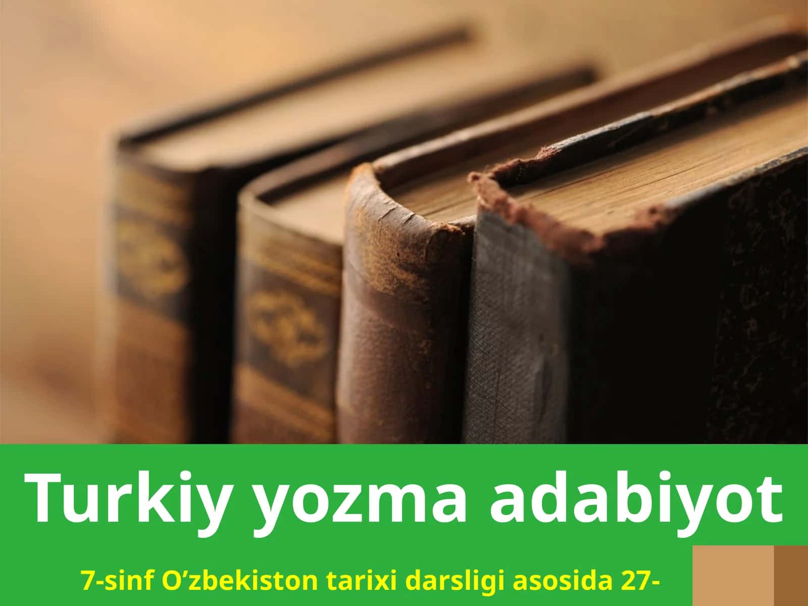 7-sinf O'zbekiston tarixi fanidan Turkiy yozma adabiyot mavzusida dars ishlanma