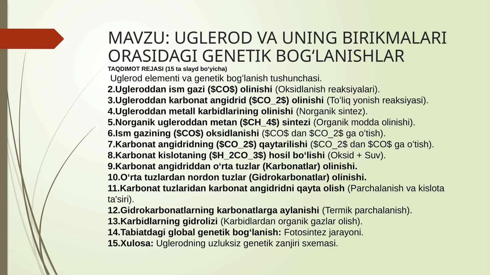 UGLEROD VA UNING BIRIKMALARI ORASIDAGI GENETIK BOGʻLANISHLAR