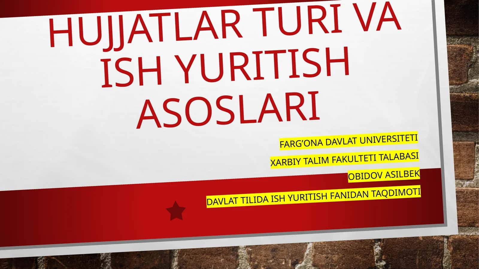Ish yuritish asoslari