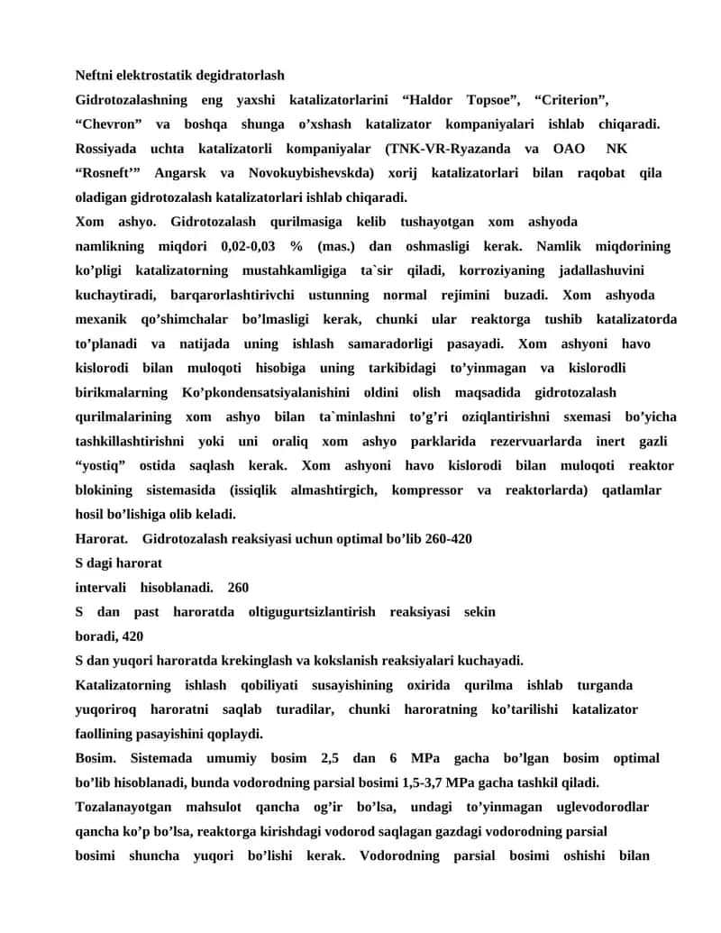 Neftni elektrostatik degidratorlash