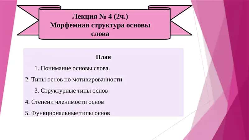 Морфемная структура основы слова