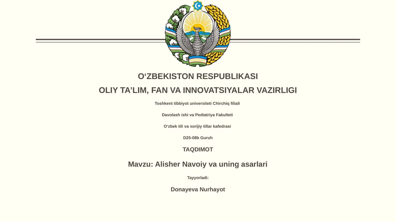 Alisher Navoiy va uning asarlari