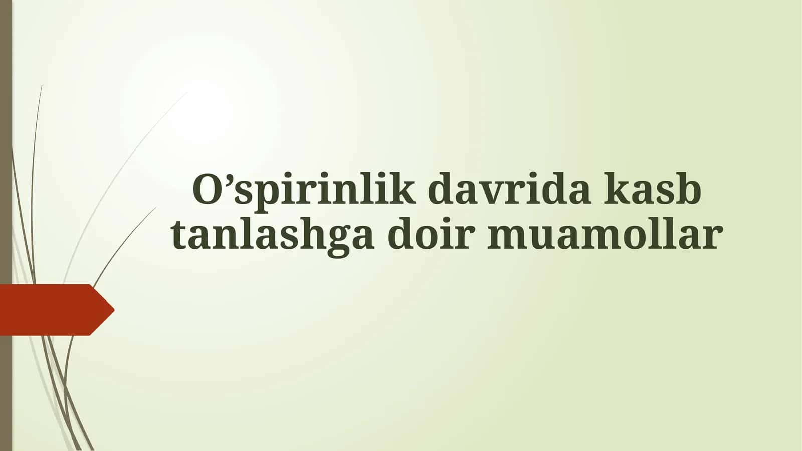 O’spirinlik davrida kasb tanlashga doir muamollar