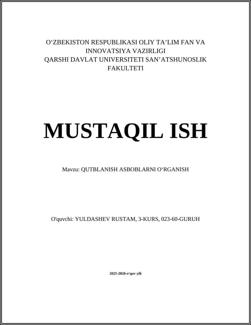 QUTBLANISH ASBOBLARNI О‘RGANISH