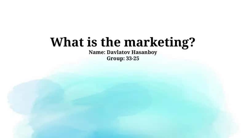 Fundamentals of Marketing