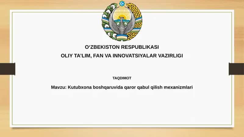 Kutubxona boshqaruvi daqaror qabul qilish mexanizmlari