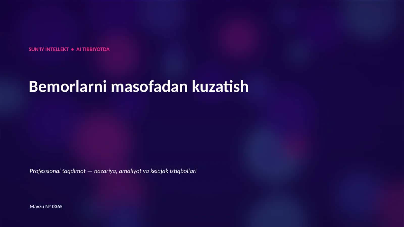 SUN'IY INTELLEKT AI TIBBIYOTDA
