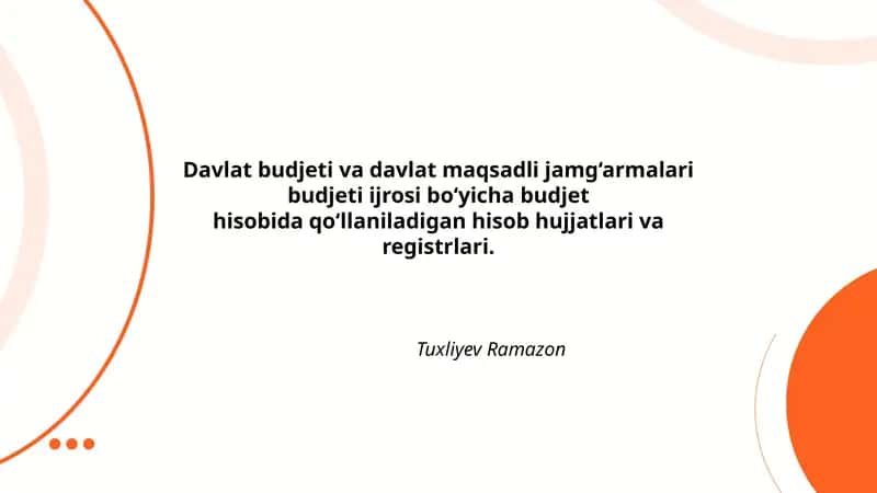 Budjet hisob-plani va hisob raqamlarining tuzilishi