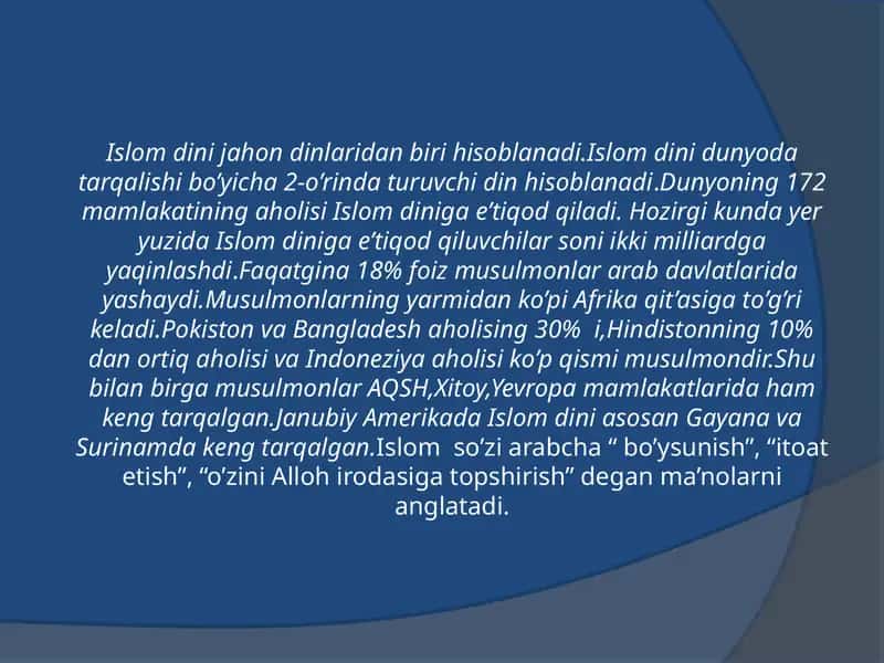 Islom dinida O'zbekistondagi bosh ma'naviy-iqtisodiy masalalar