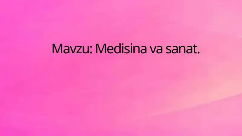 Medisina va sanat