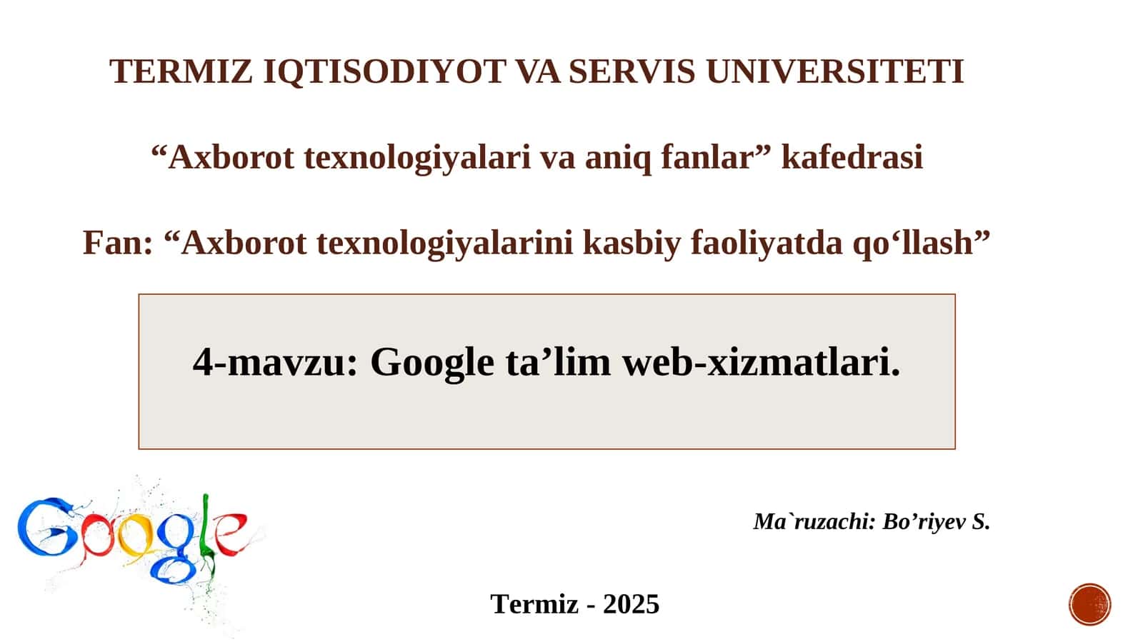 Google ta’lim web-xizmatlari