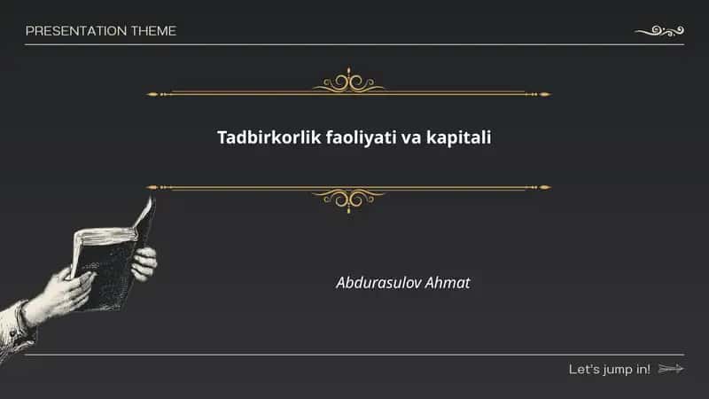 Tadbirkorlik faoliyati va kapitali