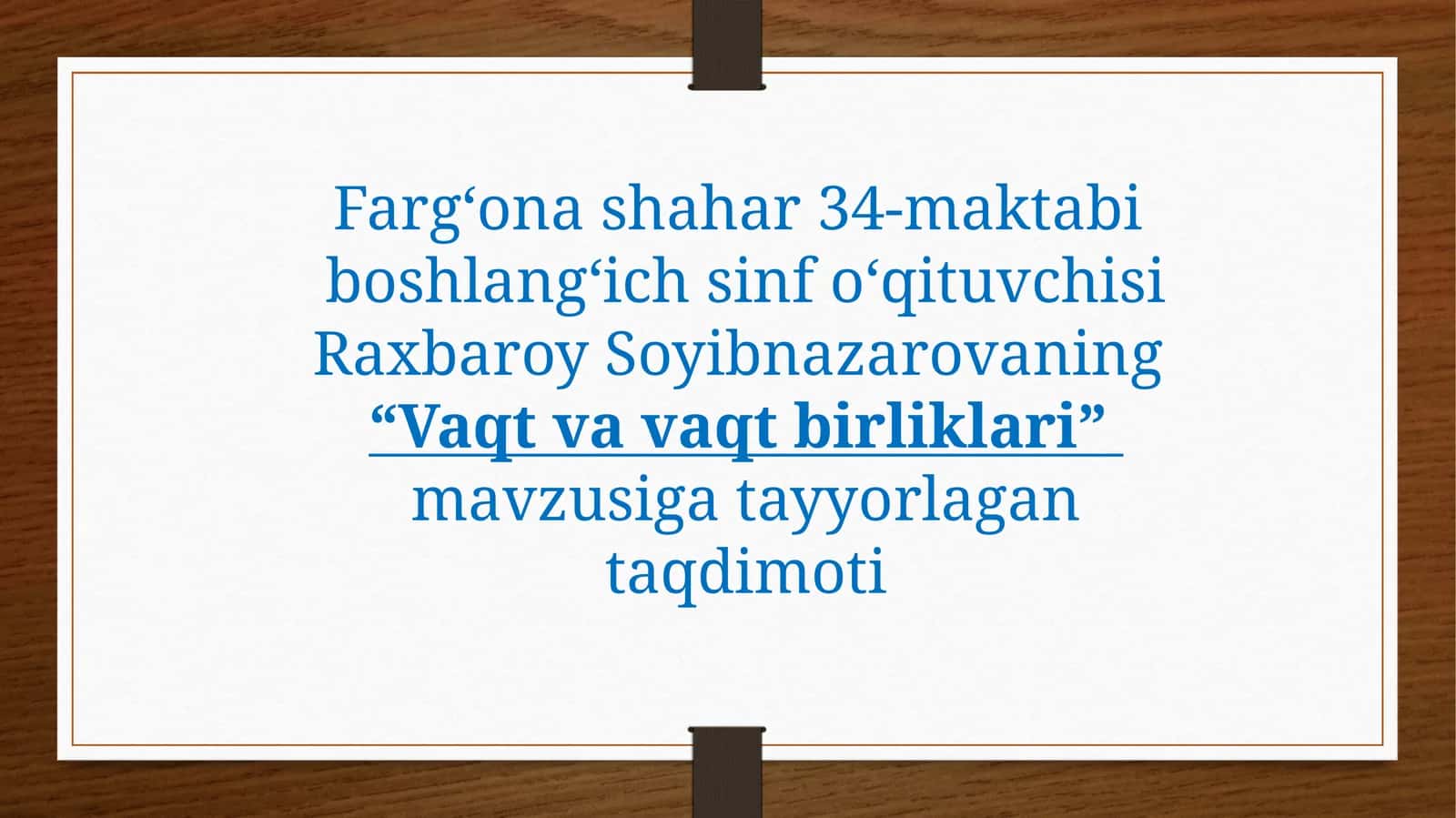 Vaqt va vaqt birliklari