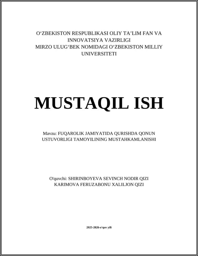 Qonun ustuvorligi fuqarolik jamiyatida