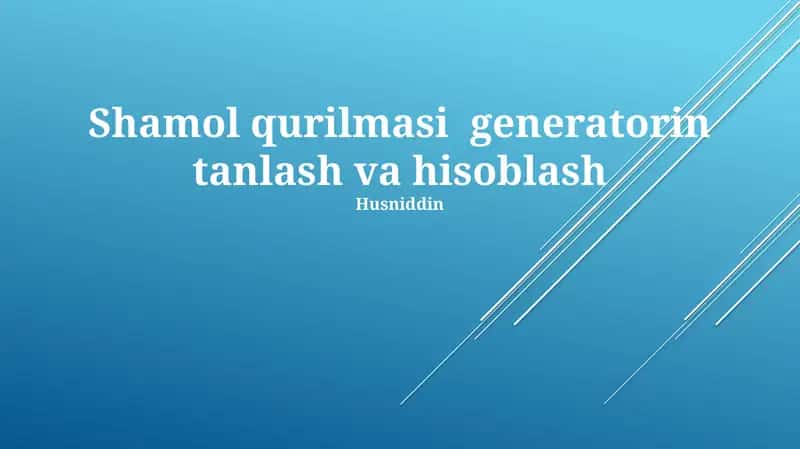 Shamol Qurilmasi Generatori