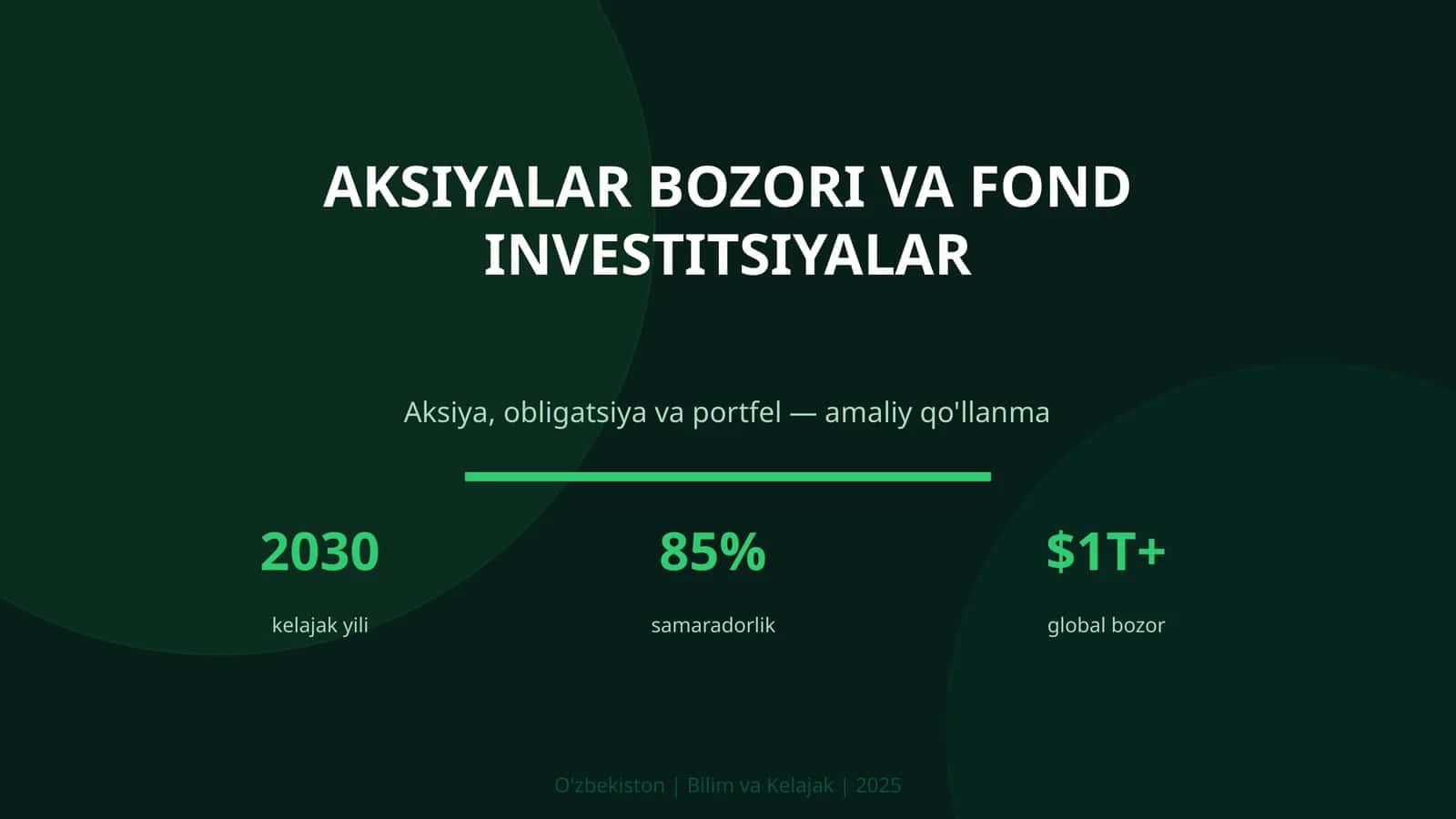 Aksiya, obligatsiya va portfel — amaliy qo'llanma