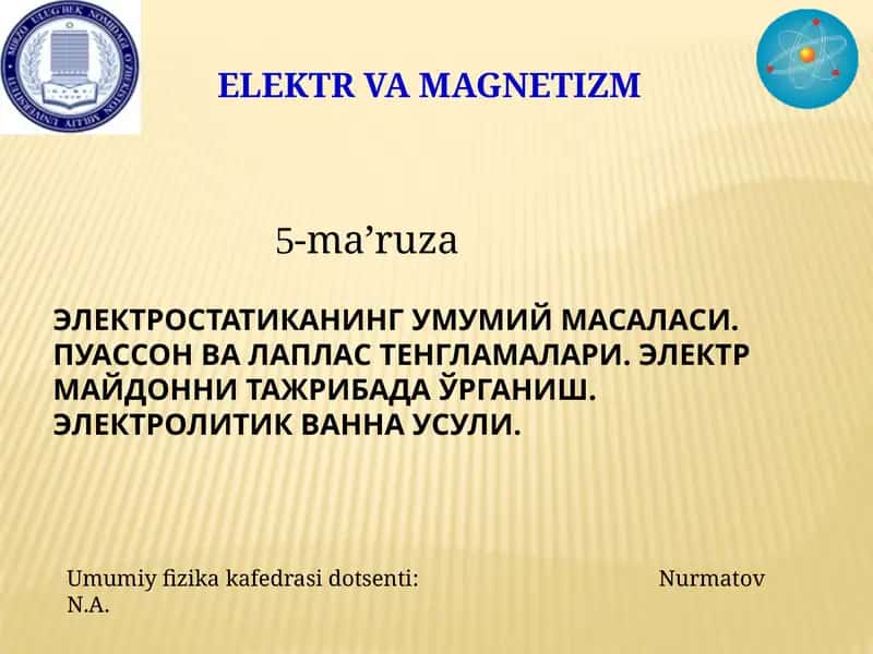 ELEKTR VA MAGNETIZM