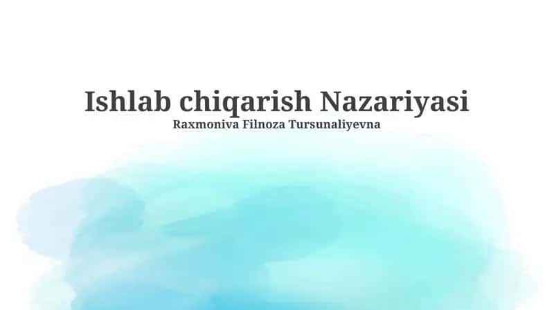 Ishlab chiqarish Nazariyasi