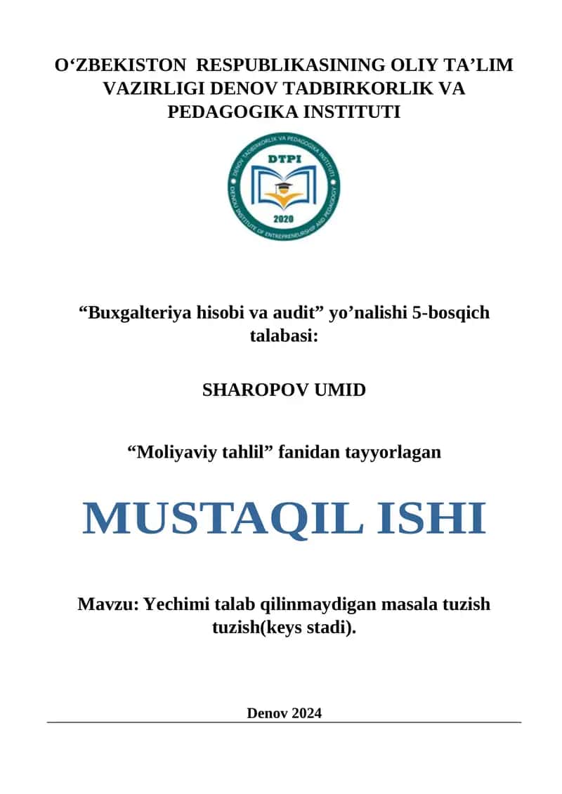 Yozgi kafe "Xarajatlarni Maqbullashtirish va Samaradorlikni Oshirish" masalasi