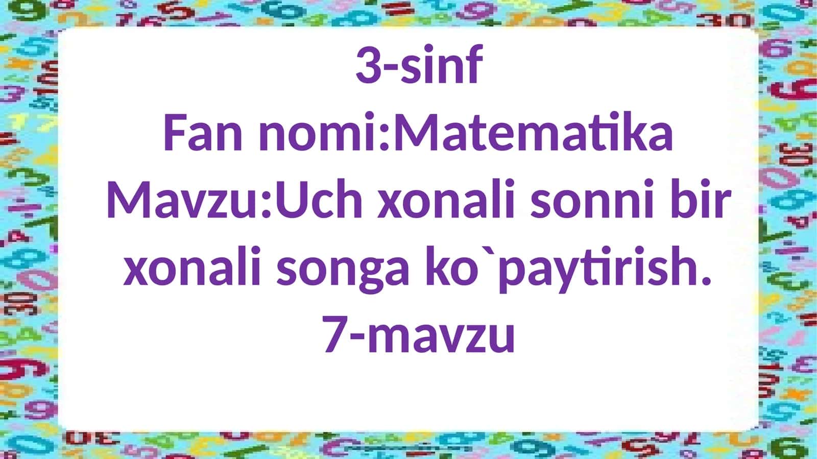Uchxonalisonnibirxonalisongako`paytirish