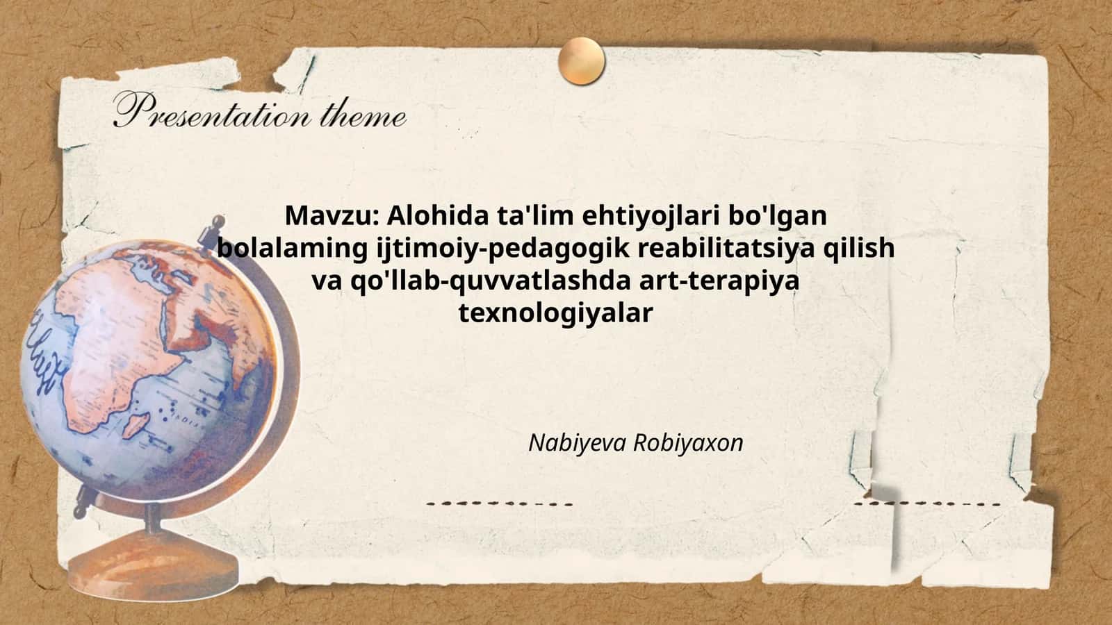 Alohida ta'lim ehtiyojlari bo'lgan bolalaming ijtimoiy-pedagogik reabilitatsiya qilish va qo'llab-quvvatlashda art-terapiya texnologiyalar