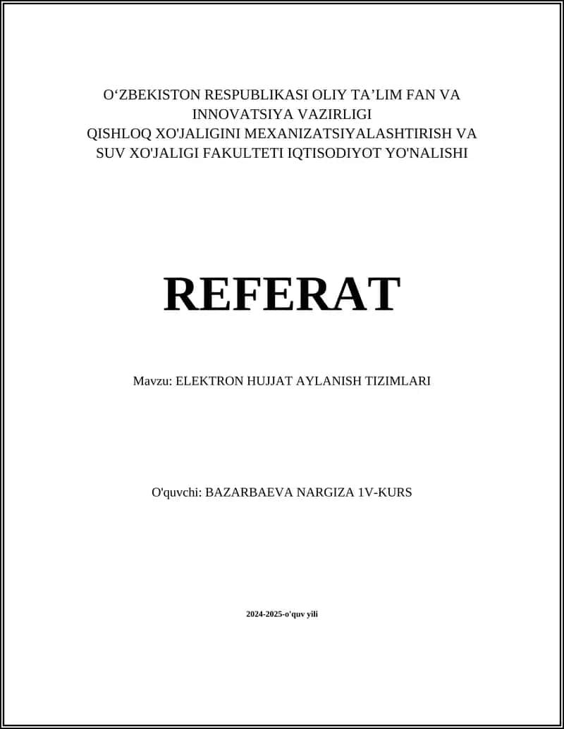 Elektron Hujjat Aylanish Tizimlari
