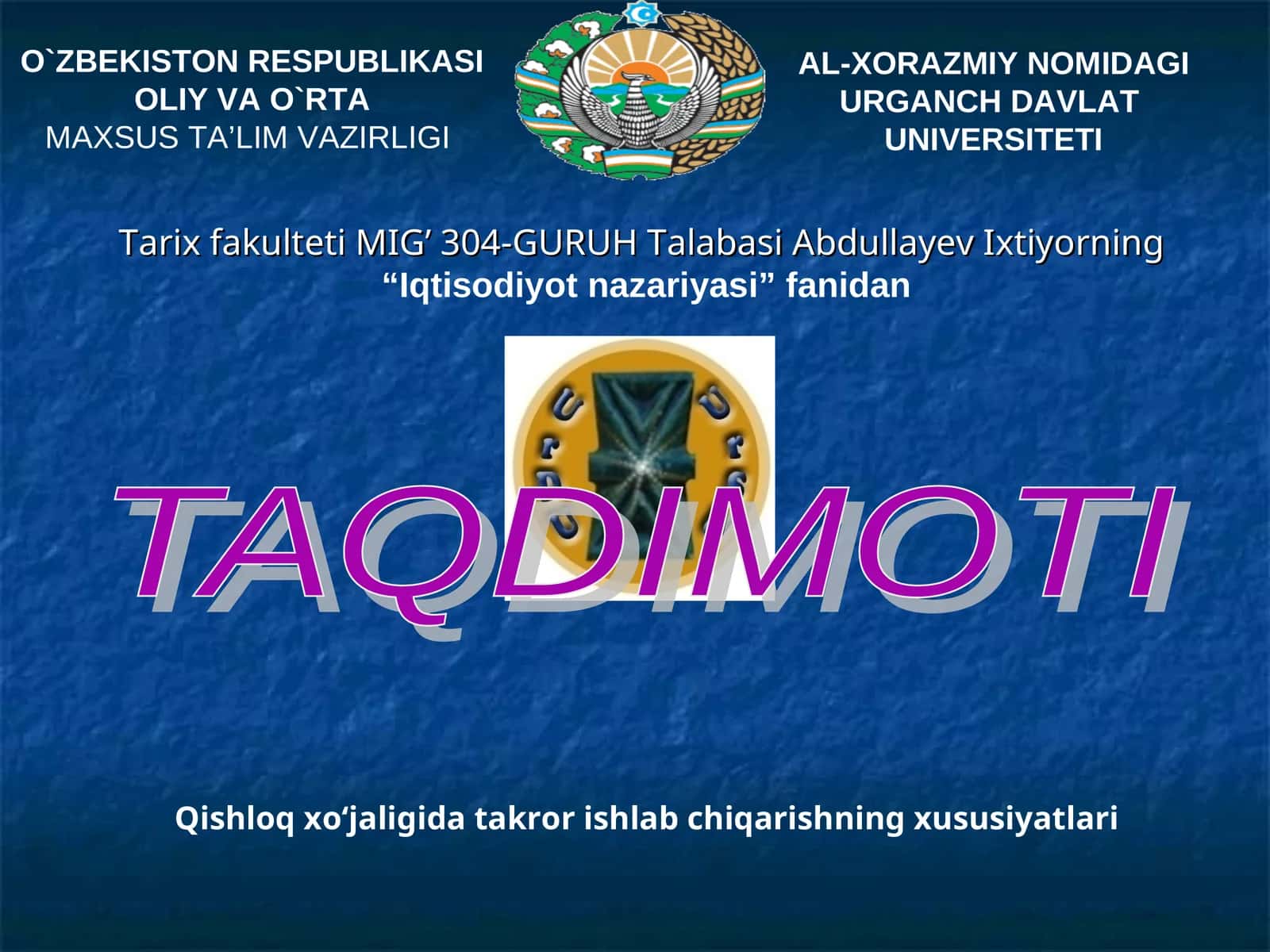 Qishloq xo‘jaligida takror ishlab chiqarishning xususiyatlari