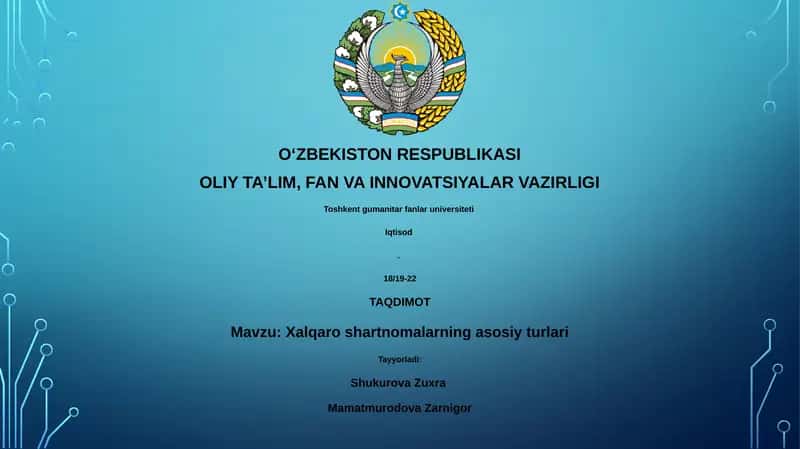 Xalqaro shartnomalarning asosiy turlari