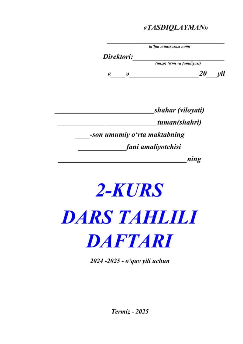 KURS DARS TAHLILI DAFTARI