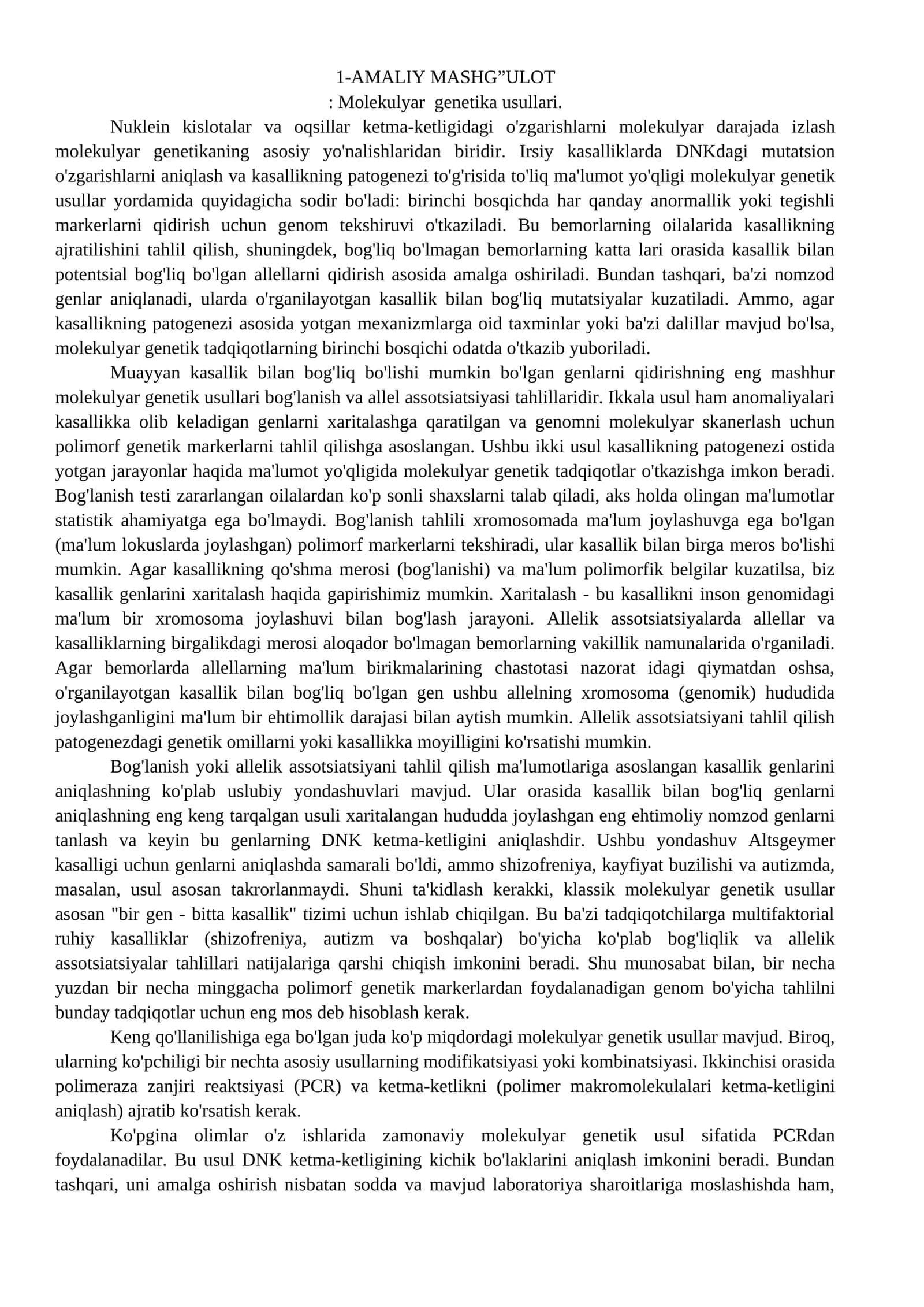 Molekulyar genetika usullari