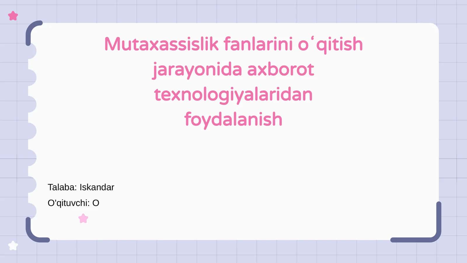 Mutaxassislik fanlarini oʻqitish jarayonida axborot texnologiyalaridan foydalanish