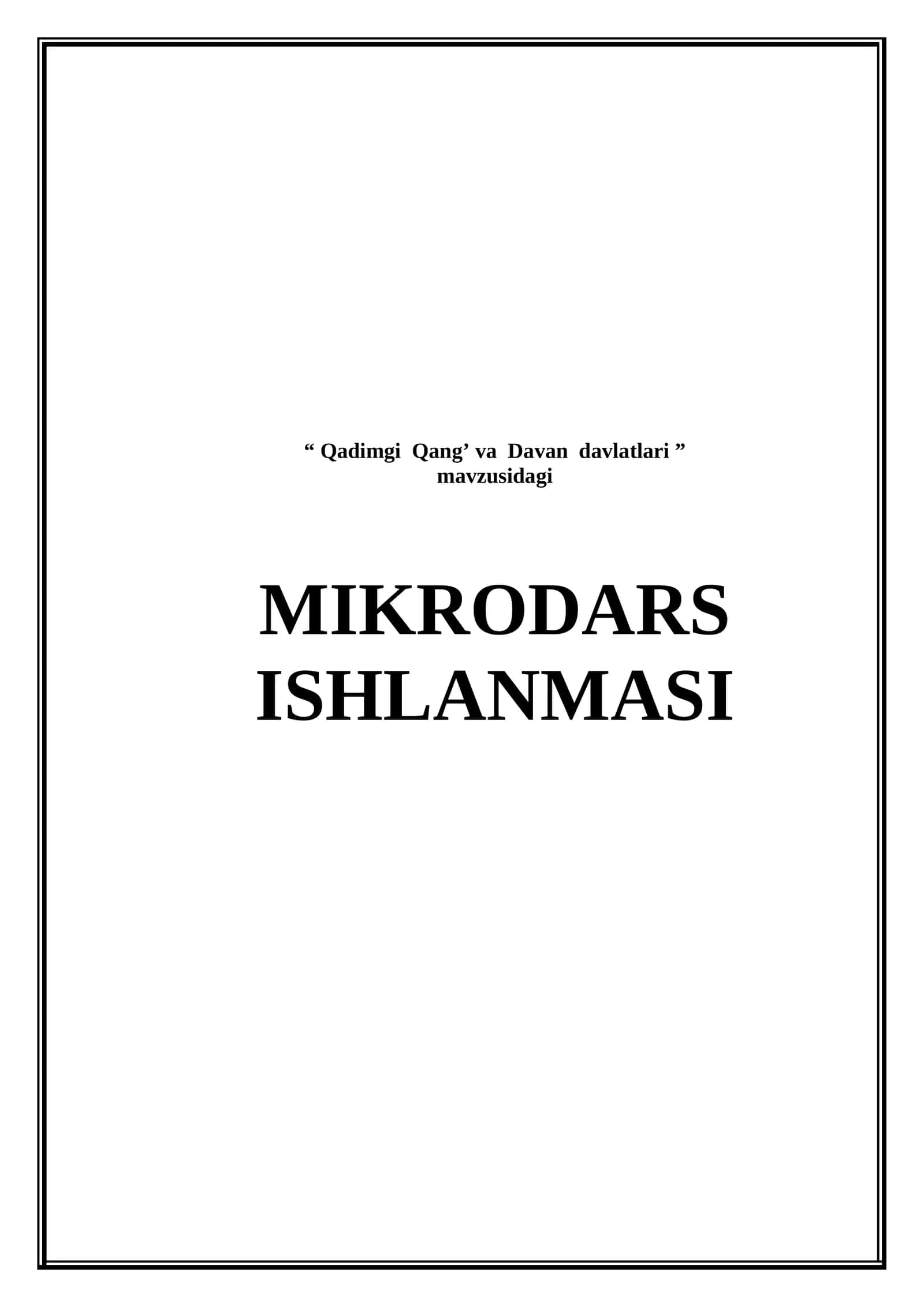 Qadimgi Qang' va Davan davlatlari (Mikrodars ishlanma)