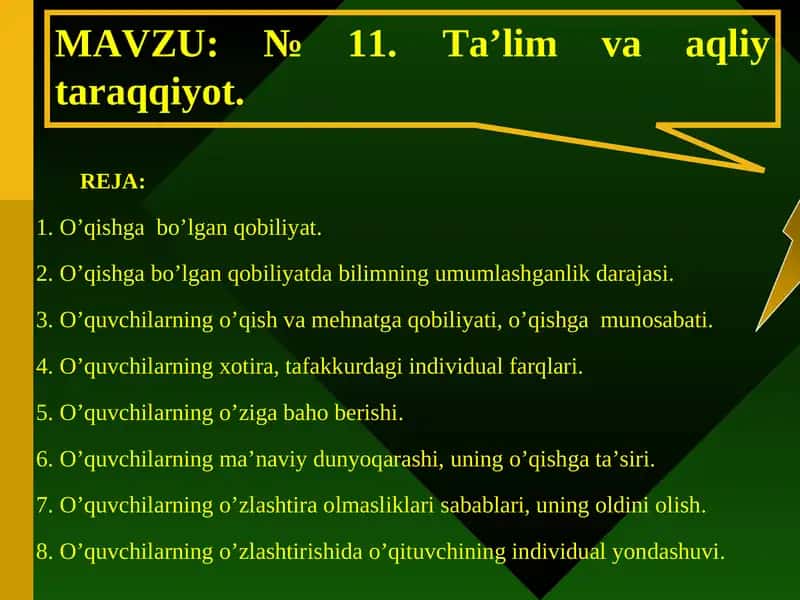 Ta’lim va aqliy taraqqiyot