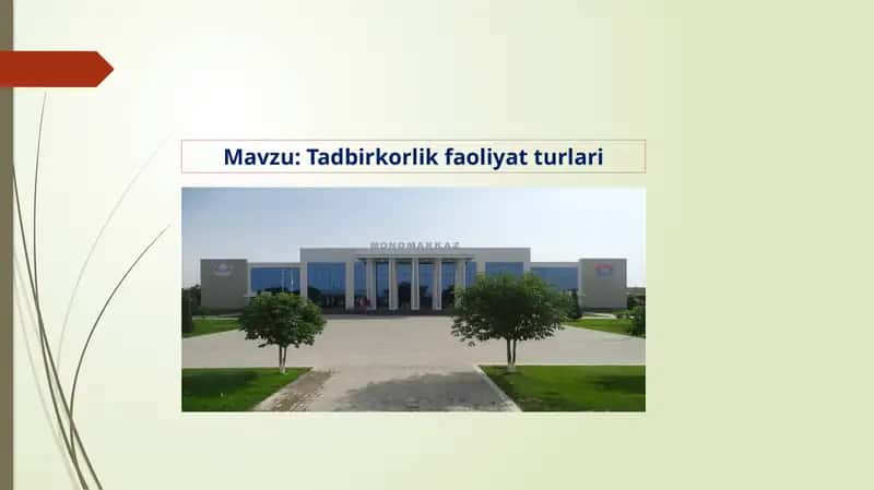 TADBIRKORLIK FAOLIYATI TURLARI