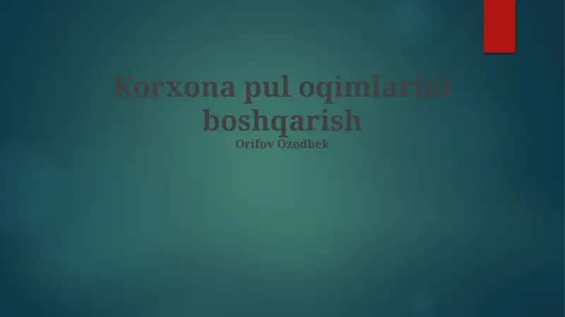 Pul oqimlarini boshqarish