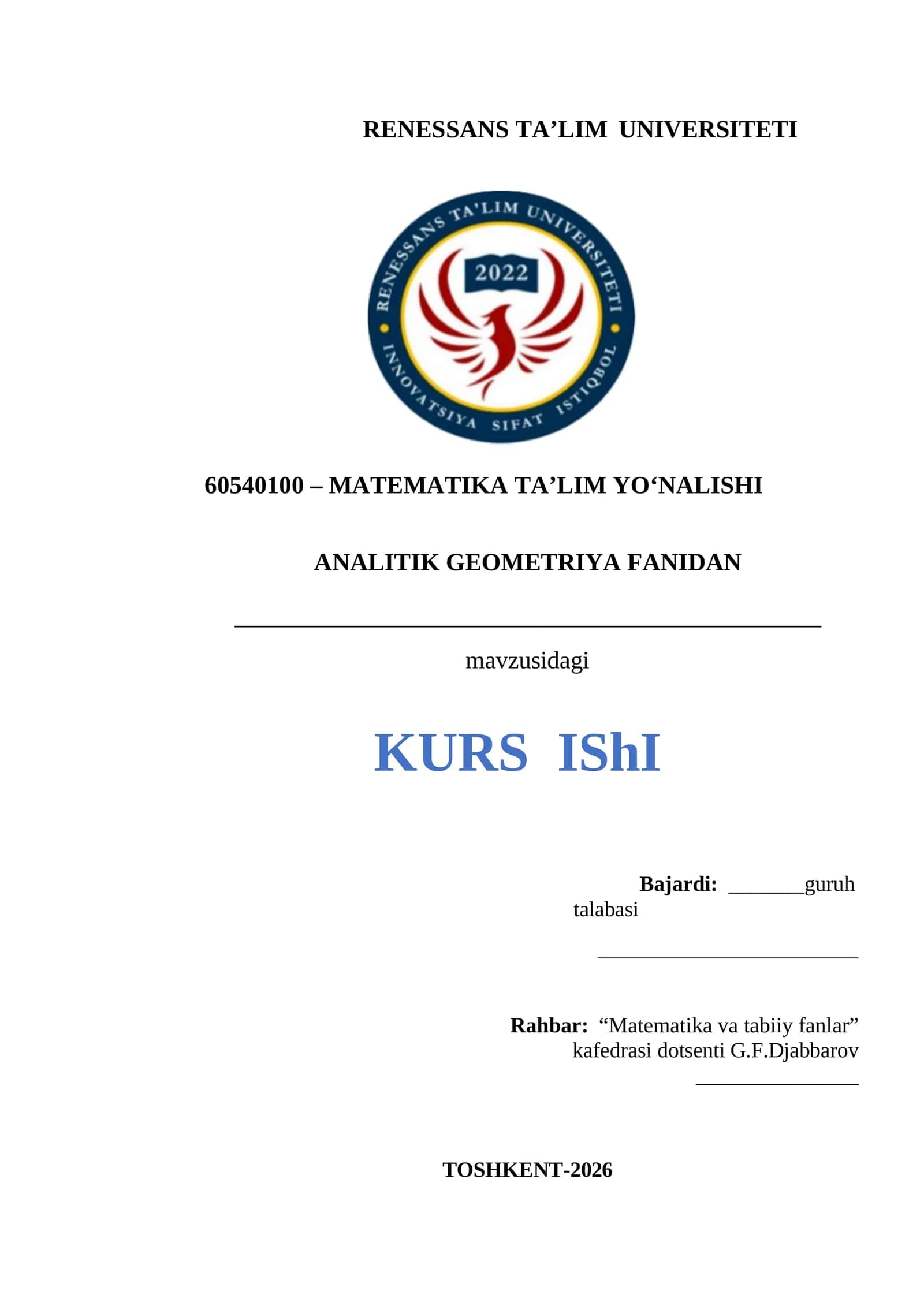 MATEMATIKA TA’LIM YOʻNALISHI
