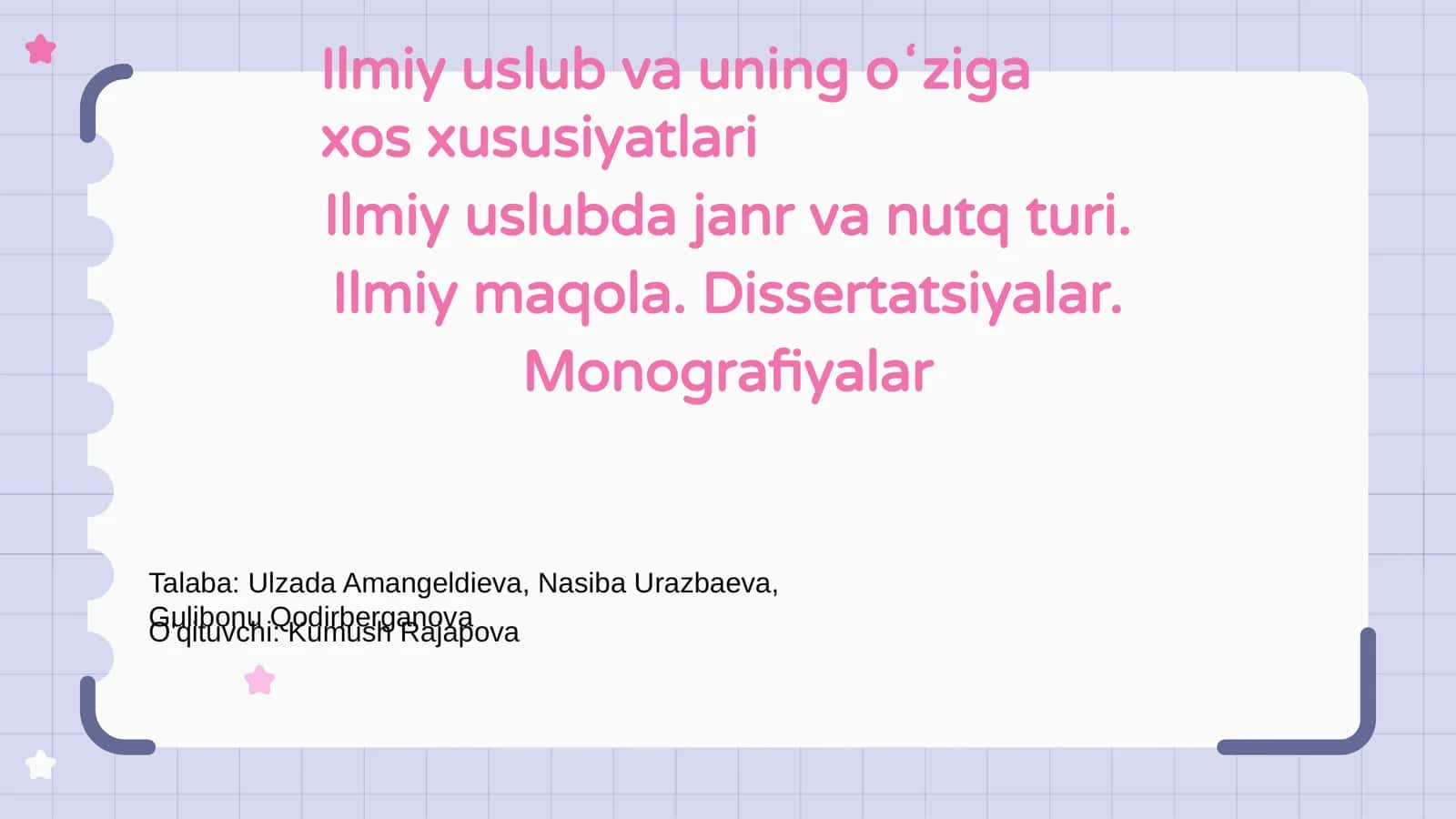 Ilmiy uslub va uning oʻziga xos xususiyatlari