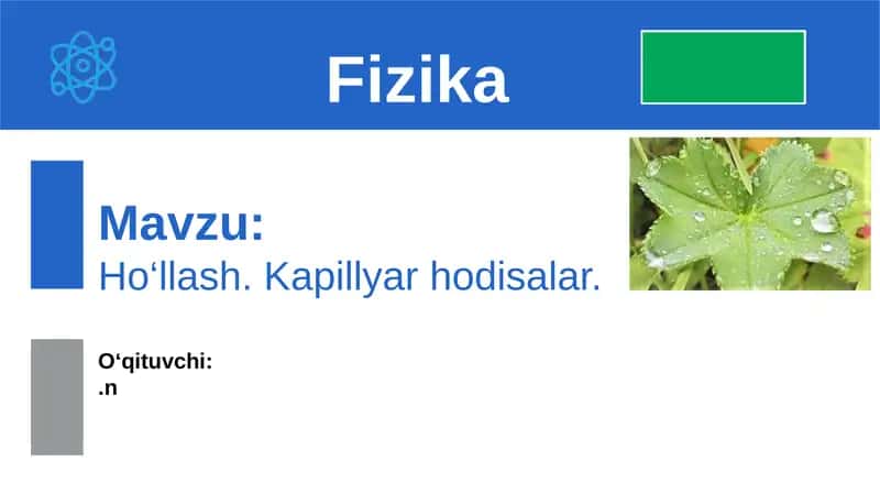 Ho‘llash.Kapillyar hodisalar