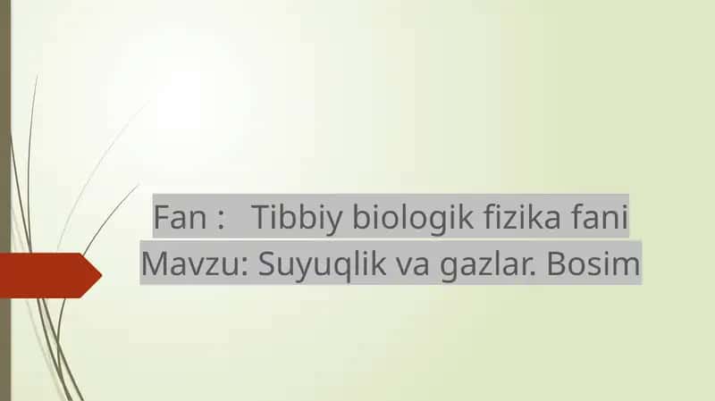Suyuqlik va gazlar. Bosim