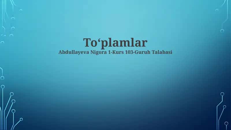 To'plam Operatsiyalari