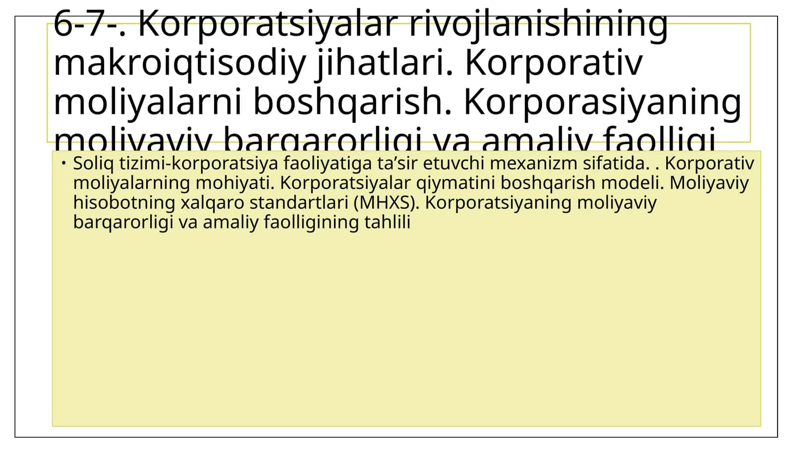 Korporatsiyalar rivojlanishining makroiqtisodiy jihatlari