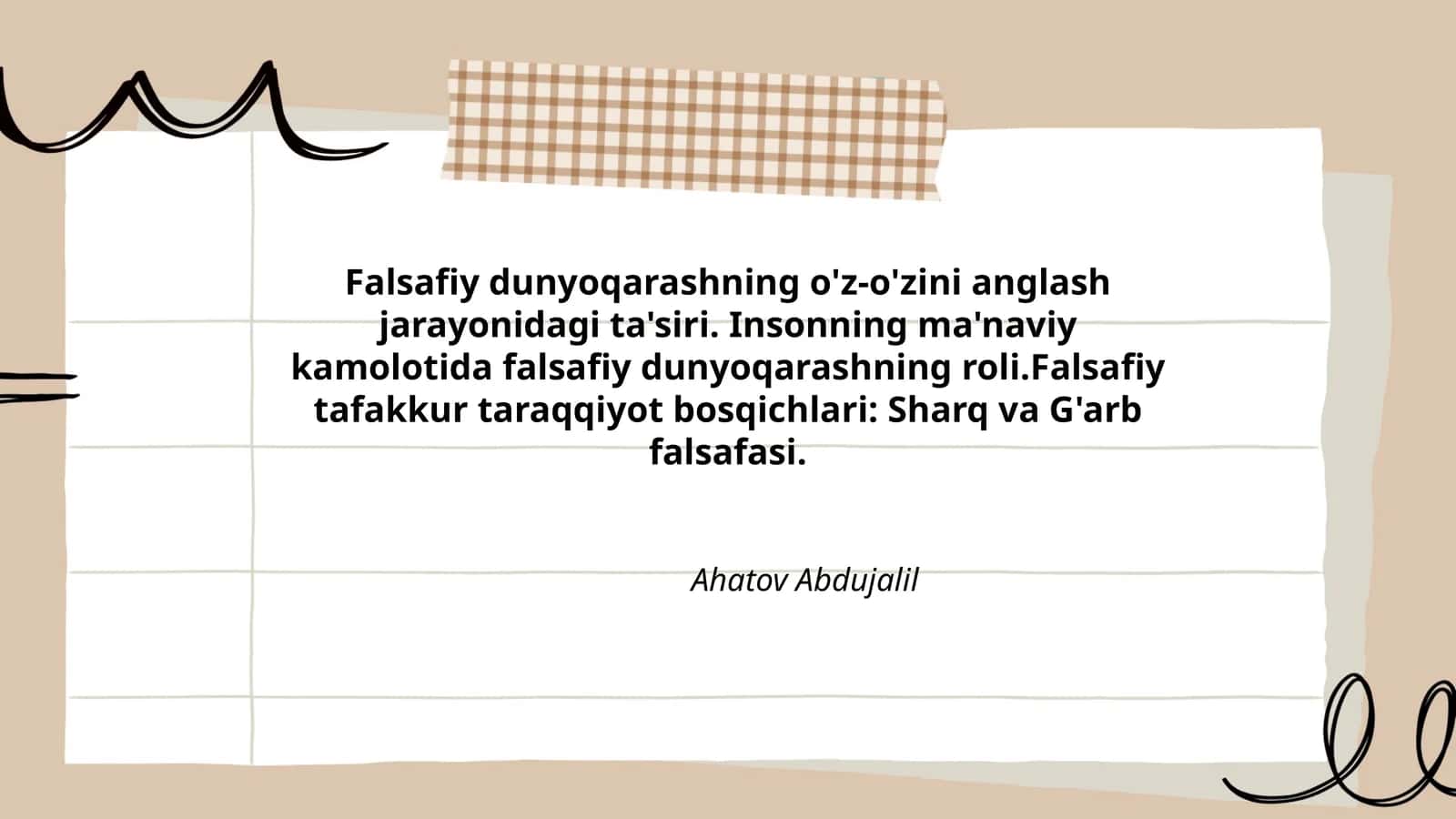Falsafiy dunyoqarashning o'z-o'zini anglash jarayonidagi ta'siri